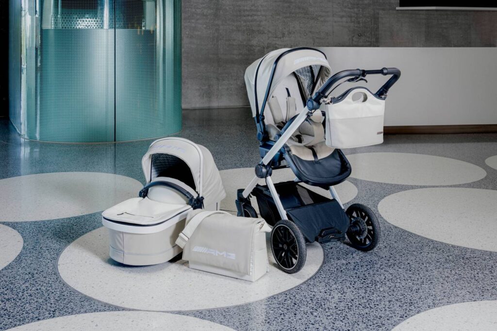 Mercedes-Benz and Hartan unveil the "Performance" pushchair, combining premium design, advanced safety features, and compact convenience for modern families on the go.