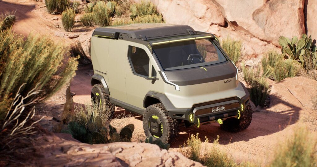 At the 2024 SEMA Show, Kia America reveals rugged EV concepts, the EV9 ADVNTR SUV and PV5 WKNDR van, showcasing adventure-ready, eco-friendly design for active lifestyles.