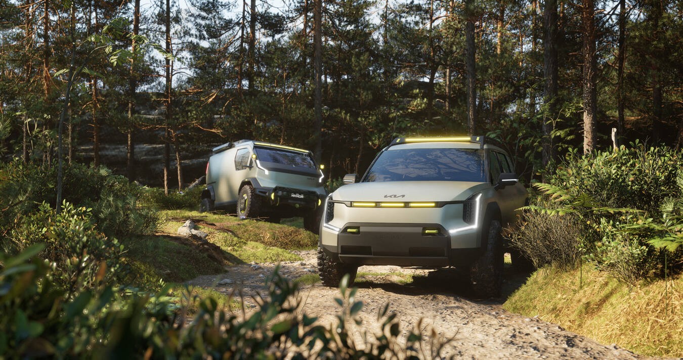 At the 2024 SEMA Show, Kia America reveals rugged EV concepts, the EV9 ADVNTR SUV and PV5 WKNDR van, showcasing adventure-ready, eco-friendly design for active lifestyles.