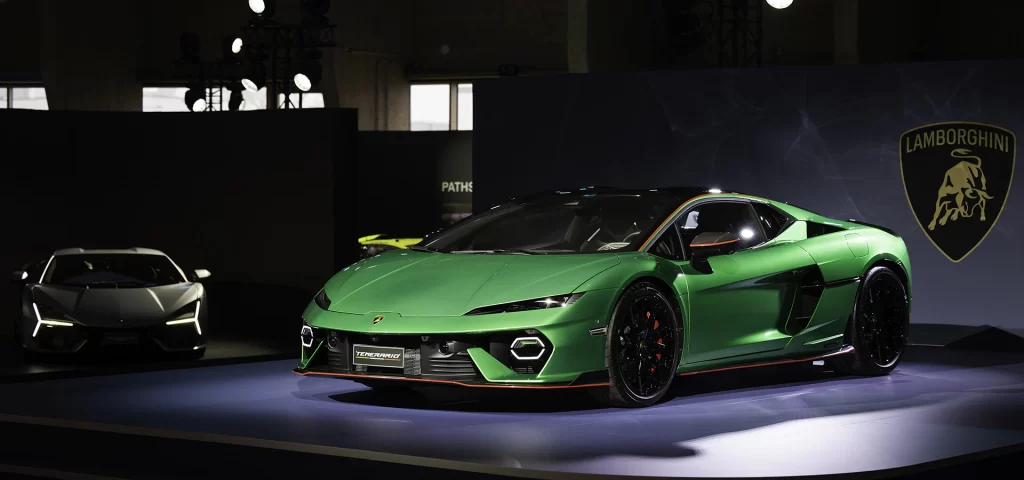 Lamborghini Day Germany at the Luftschiffhangar in Mülheim showcased the European debut of the 920 CV hybrid supercar, Temerario, marking Lamborghini’s new electrified era.