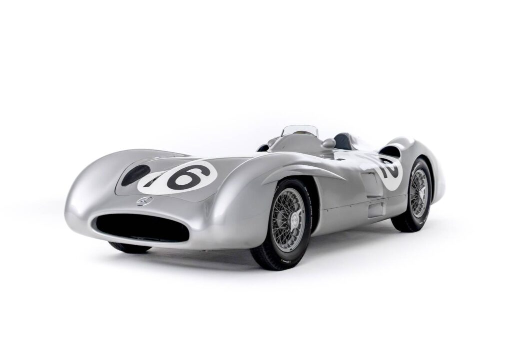 The legendary 1954 Mercedes-Benz W 196 R Streamliner, a motorsport icon driven by Fangio and Moss, will be auctioned in Stuttgart on February 1, 2025, by RM Sotheby’s.