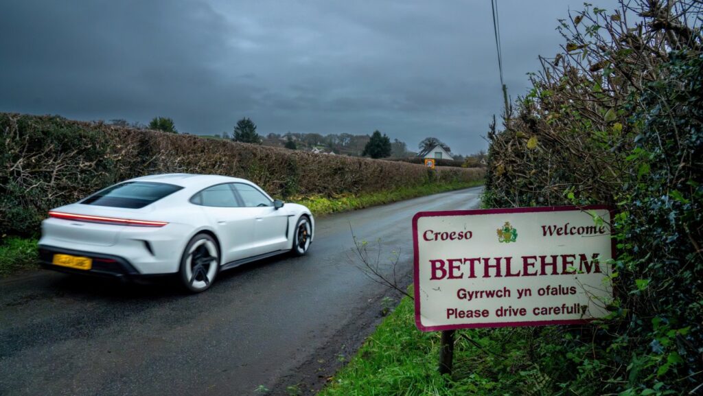 Porsche embarks on a festive journey from Nasareth to Bethlehem in the Taycan Turbo S, blending electric innovation with Wales’ scenic roads and holiday traditions.