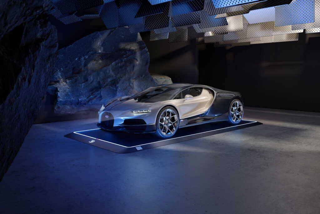 Bugatti partners with Fahrengold to create the Bugatti Edition FG-01 Garage and CarPad platforms, offering ultimate customization and elegance for showcasing iconic hypercars.