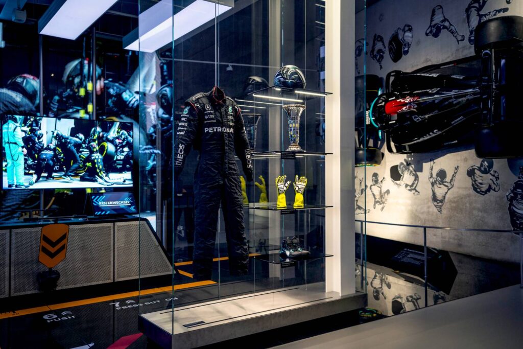 Step into the world of Formula One at the Mercedes-Benz Museum’s “Pit Stop” station, where visitors can test their speed and precision with hands-on pit crew challenges and interactive exhibits.