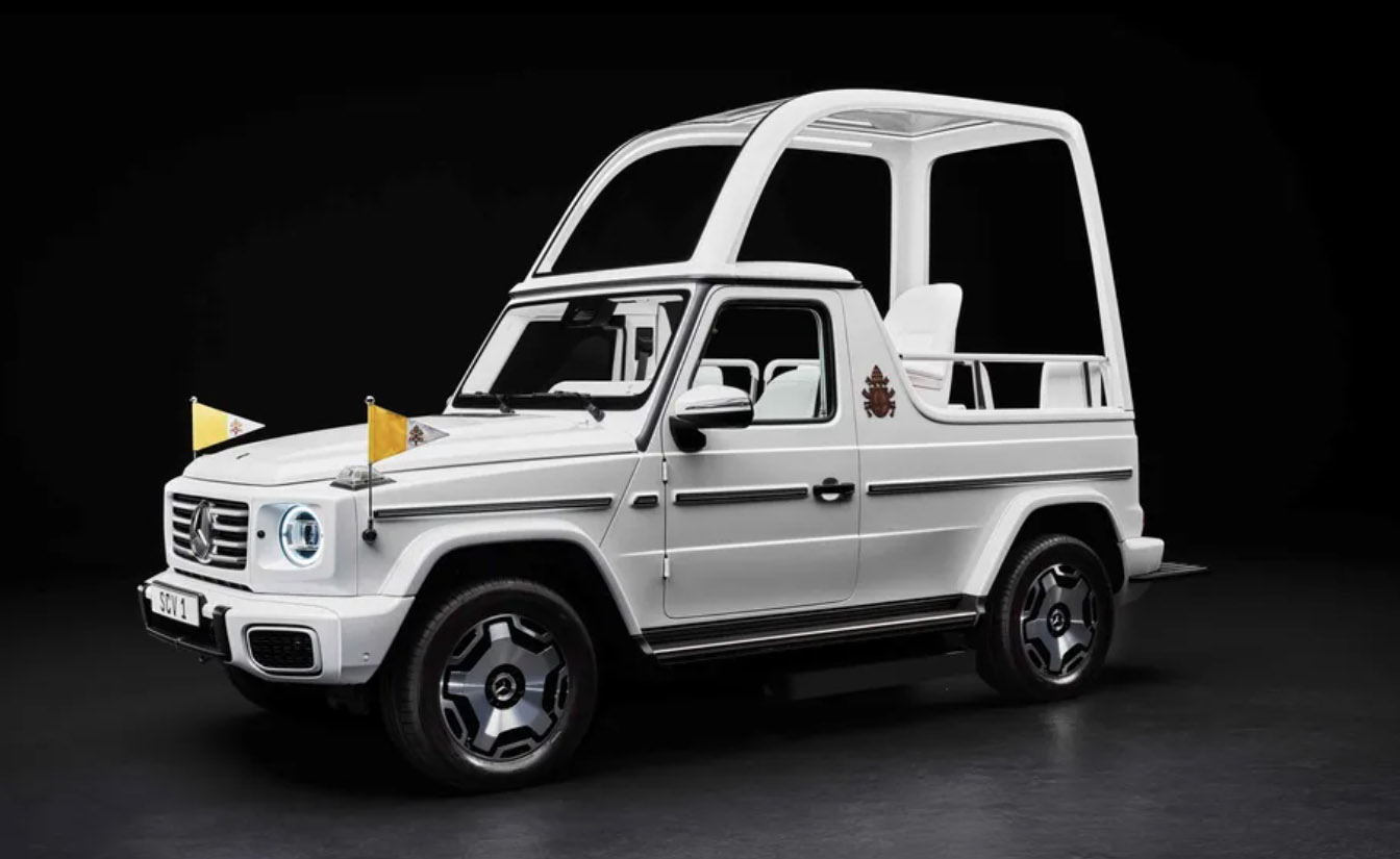 Pope Francis debuts the first electric Mercedes Popemobile, a modified G-Class symbolizing eco-conscious leadership and innovation in Vatican history.