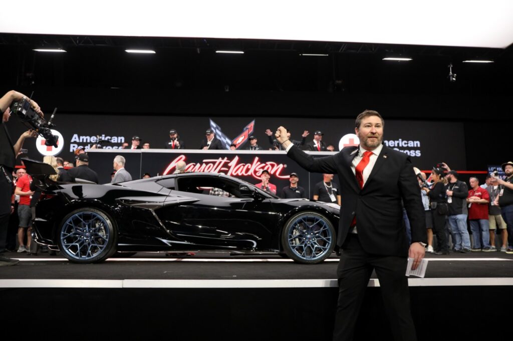 The first 2025 Corvette ZR1 VIN 001 sold for $3.7 million at Barrett-Jackson, benefiting the Red Cross to support disaster relief and aid for hurricane and wildfire victims.