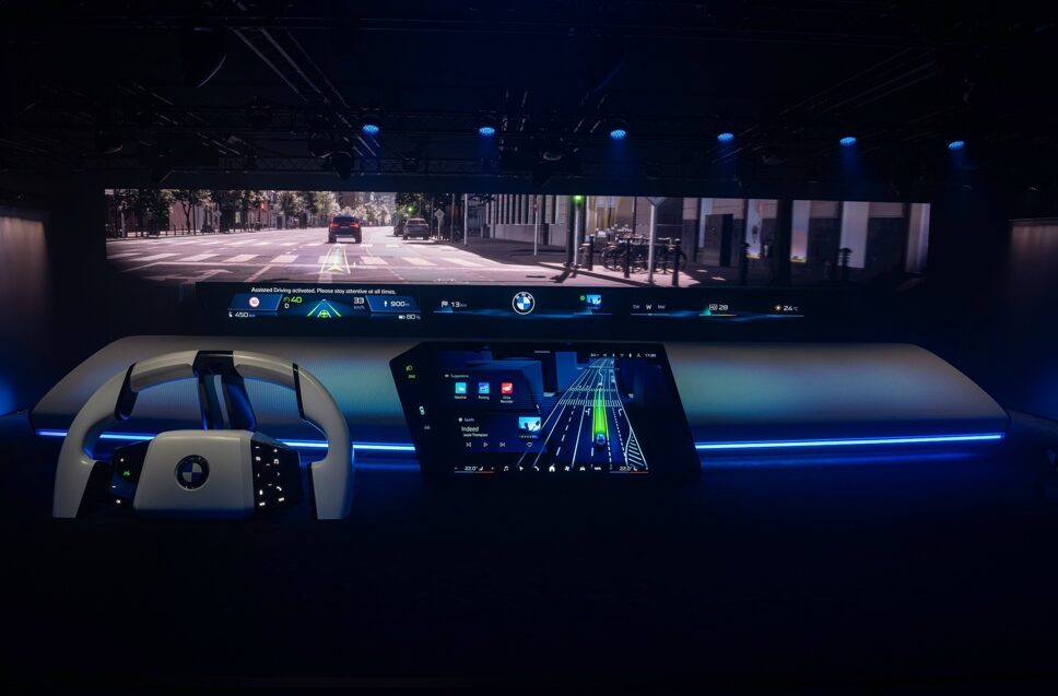 BMW debuts Panoramic iDrive at CES 2025, featuring Operating System X, panoramic displays, and advanced personalization, redefining in-car user experience and design.