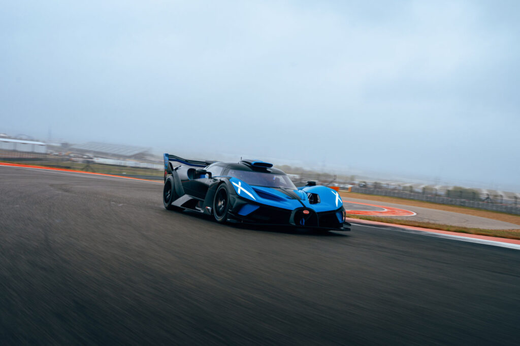 A Bugatti Bolide owner debuts his track-only marvel at Circuit of the Americas, reaching 333 km/h on the iconic circuit, showcasing power, precision, and unmatched agility.