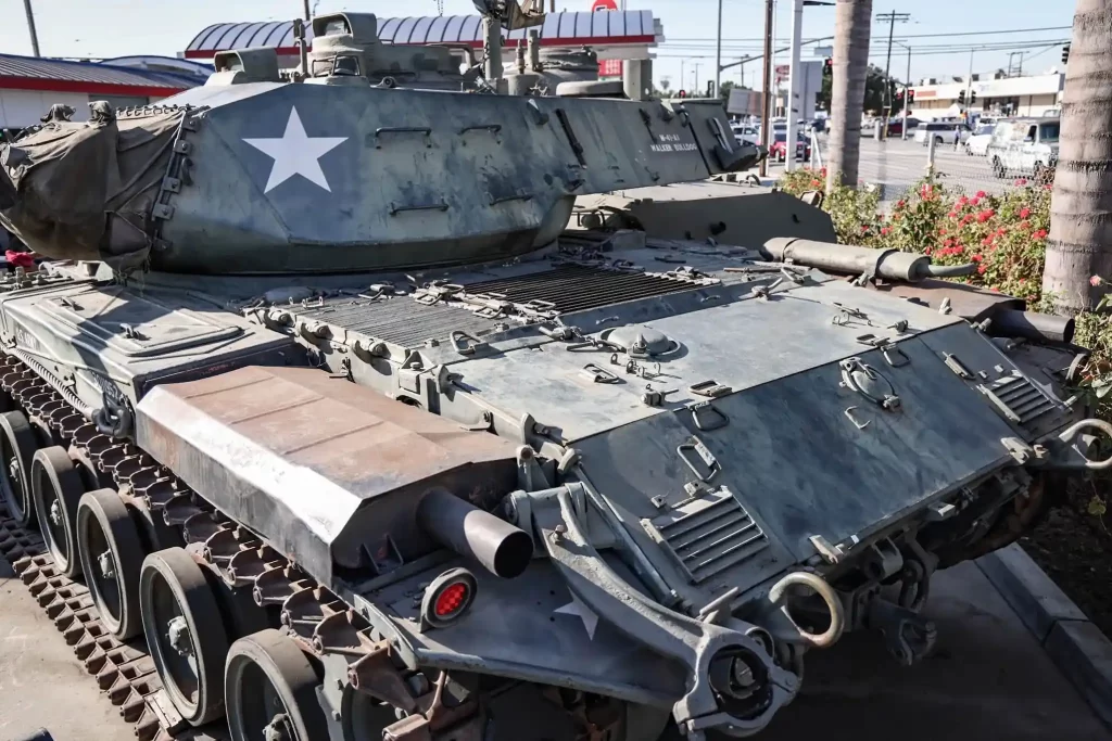 A 1953 Cadillac M41A1 Walker Bulldog Light Tank, equipped with a 76mm gun and 60mph max speed, is up for auction in California with bids starting at £143,000.