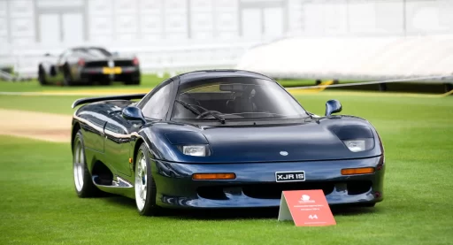 A rare Jaguar XJR-15, one of only 27 road-legal models, is expected to fetch £1 million at an exclusive LaSource auction where vetted bidders vie for collectible cars.