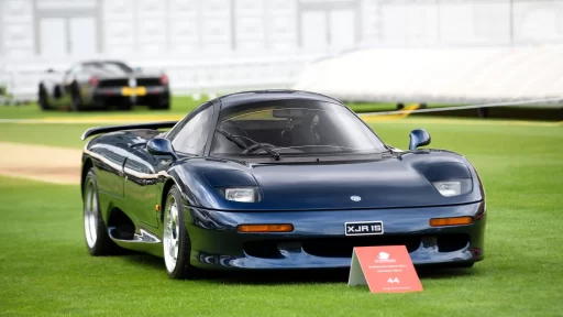 A rare Jaguar XJR-15, one of only 27 road-legal models, is expected to fetch £1 million at an exclusive LaSource auction where vetted bidders vie for collectible cars.