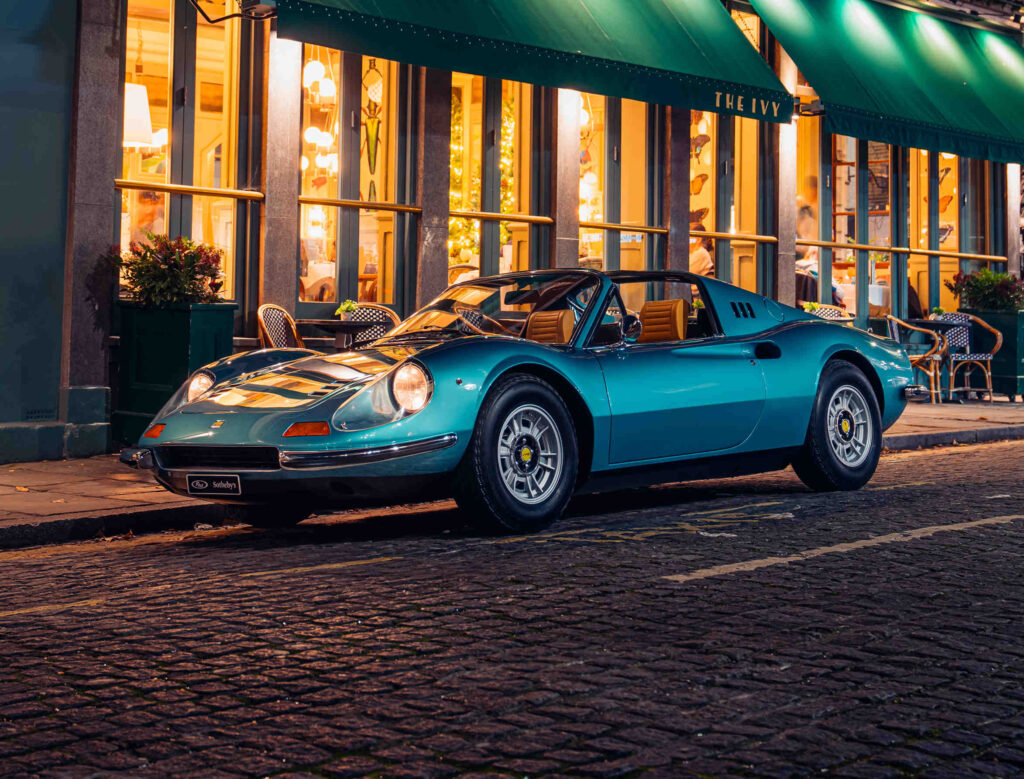 A rare 1973 Ferrari Dino 246 GTS in stunning Bleu Chiaro Metallizzato, once owned by British racing icon Digby Martland, is up for sale in Chobham for £480,000.