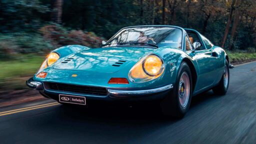 A rare 1973 Ferrari Dino 246 GTS in stunning Bleu Chiaro Metallizzato, once owned by British racing icon Digby Martland, is up for sale in Chobham for £480,000.