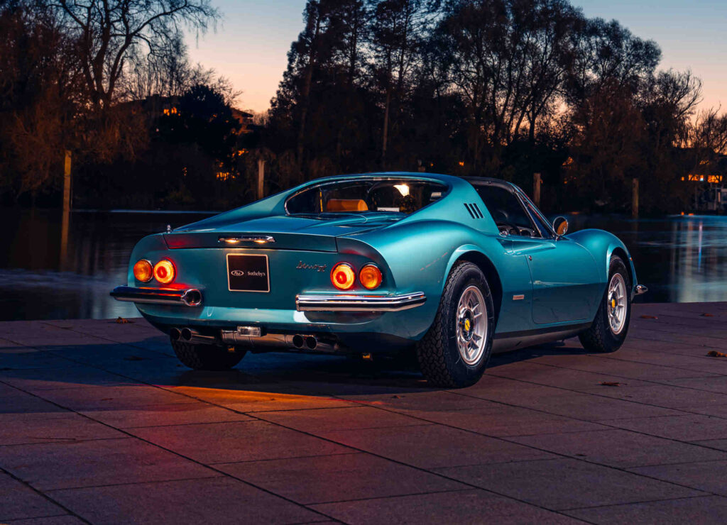 A rare 1973 Ferrari Dino 246 GTS in stunning Bleu Chiaro Metallizzato, once owned by British racing icon Digby Martland, is up for sale in Chobham for £480,000.