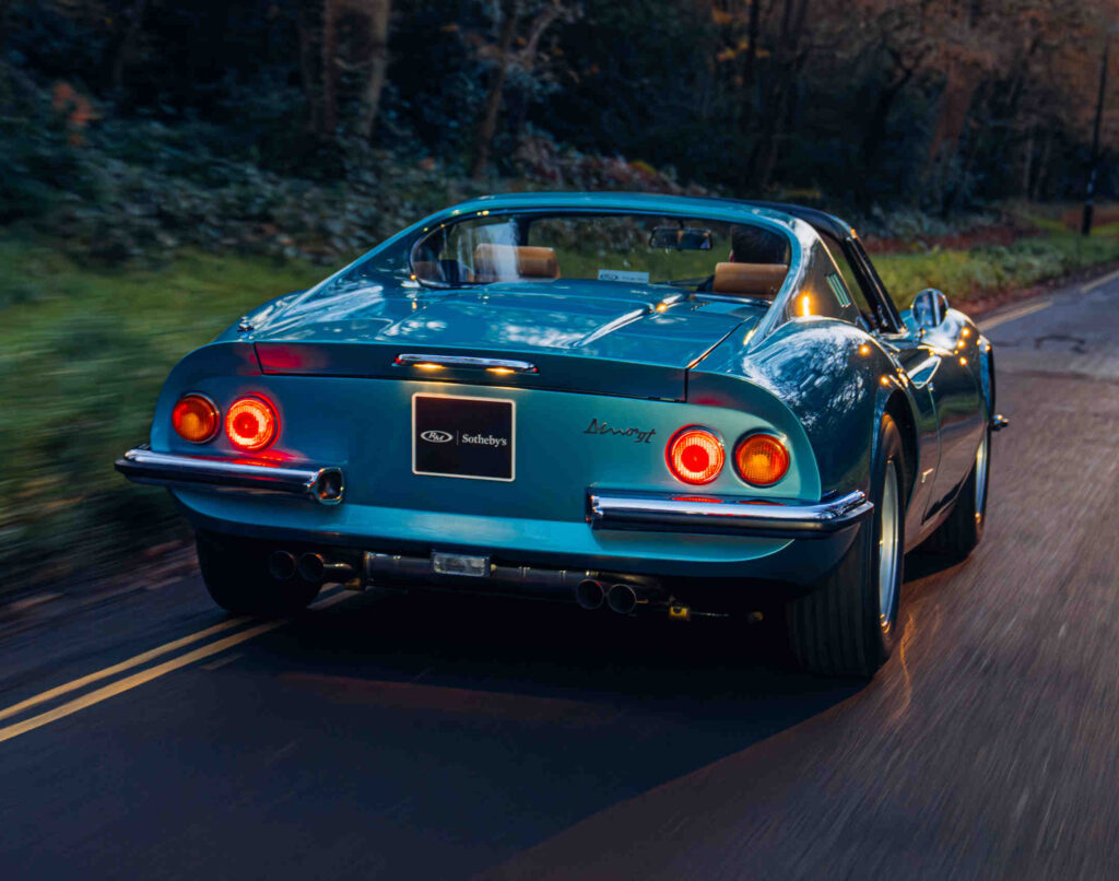 A rare 1973 Ferrari Dino 246 GTS in stunning Bleu Chiaro Metallizzato, once owned by British racing icon Digby Martland, is up for sale in Chobham for £480,000.