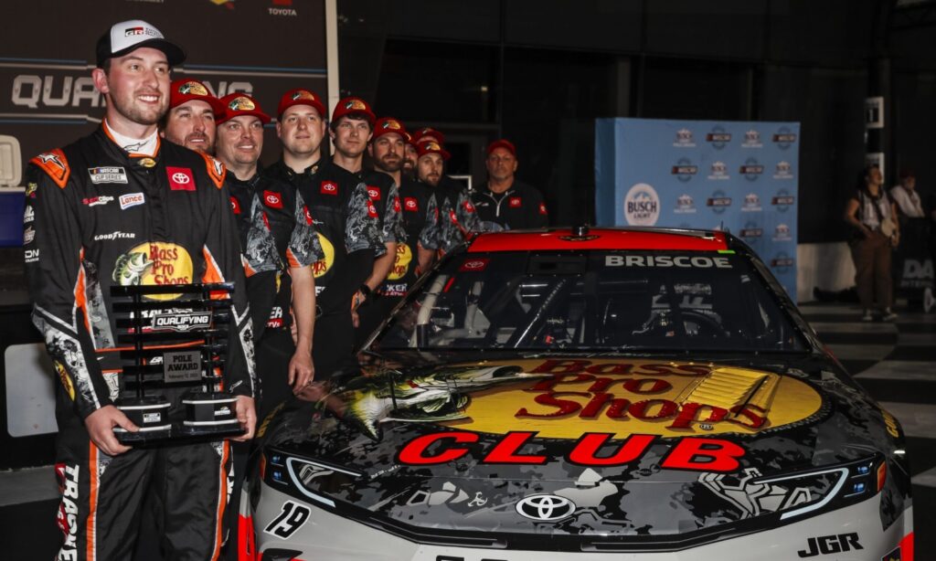 Chase Briscoe makes history with Toyota’s first Daytona 500 pole, leading the field in the No. 19 Camry for Joe Gibbs Racing at the Great American Race.