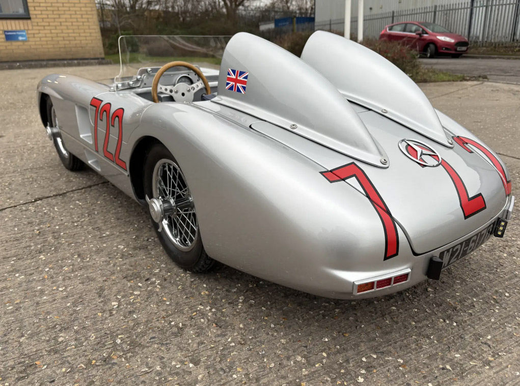 A stunning child-sized replica of Sir Stirling Moss' 1955 Mille Miglia-winning Mercedes-Benz 300 SLR is up for auction, with bids expected between £8,000 and £10,000.