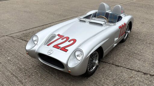 A stunning child-sized replica of Sir Stirling Moss' 1955 Mille Miglia-winning Mercedes-Benz 300 SLR is up for auction, with bids expected between £8,000 and £10,000.