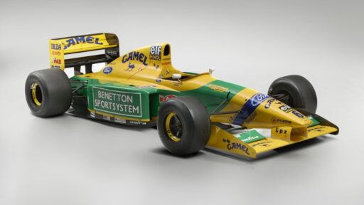 Michael Schumacher’s 1992 Benetton B191 F1 car is up for sale at RM Sotheby’s for £800,000. A rare chance to own a piece of his legendary racing history.