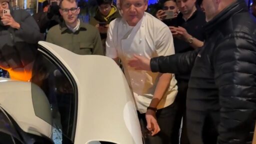 Gordon Ramsay let a young fan sit in and rev his £4m Ferrari Daytona SP3 outside his London restaurant. The heartwarming moment quickly went viral online.