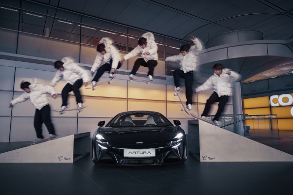 Olympic skateboarder Yuto Horigome visits McLaren Technology Centre, showcasing tricks alongside supercars and taking the 700PS Artura Spider for a thrilling drive.