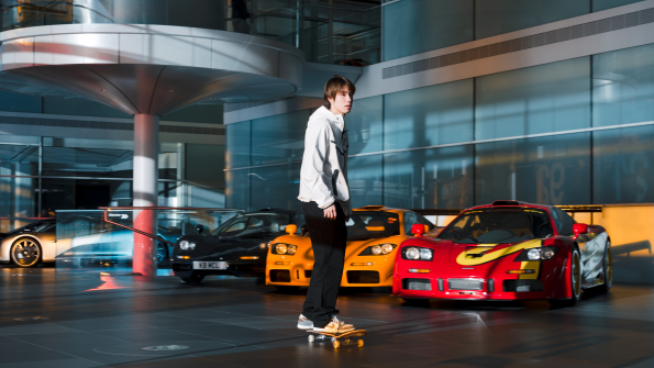 Olympic skateboarder Yuto Horigome visits McLaren Technology Centre, showcasing tricks alongside supercars and taking the 700PS Artura Spider for a thrilling drive.