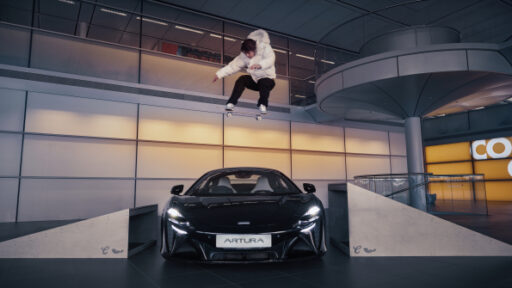 Olympic skateboarder Yuto Horigome visits McLaren Technology Centre, showcasing tricks alongside supercars and taking the 700PS Artura Spider for a thrilling drive.