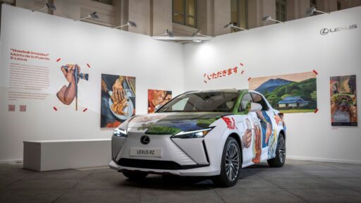 Lexus Spain debuts the electric Lexus RZ as a unique art piece at Art Madrid, featuring a vibrant design by Marta de la Fuente celebrating Japanese and Spanish culture.