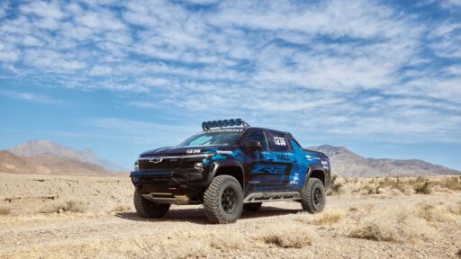 Chevy’s Silverado EV ZR2 Concept Race Truck showcased its power and durability at the Mint 400, proving its off-road capability with a race-proven electric drivetrain.