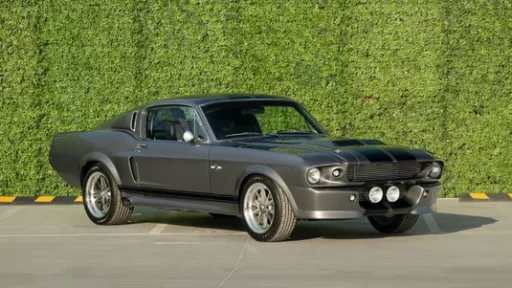 A 1967 Shelby Mustang GT500, an officially licensed Eleanor replica from Gone in 60 Seconds, is for sale in Dubai for £195,000, boasting 545 horsepower and iconic styling.