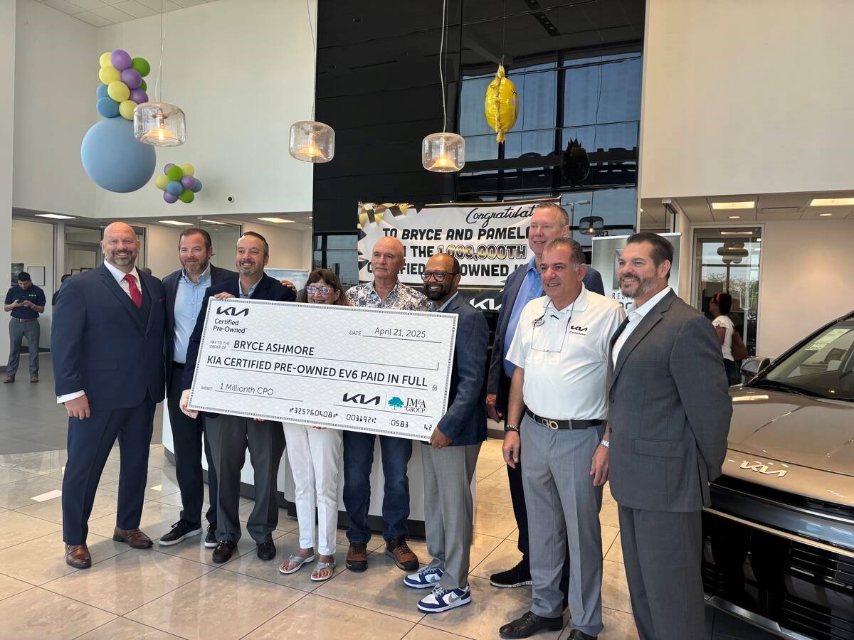 Kia America celebrates the sale of its 1 millionth Certified Pre-Owned vehicle by gifting a 2024 EV6 to a Tampa buyer, highlighting the program’s growth and reliability.