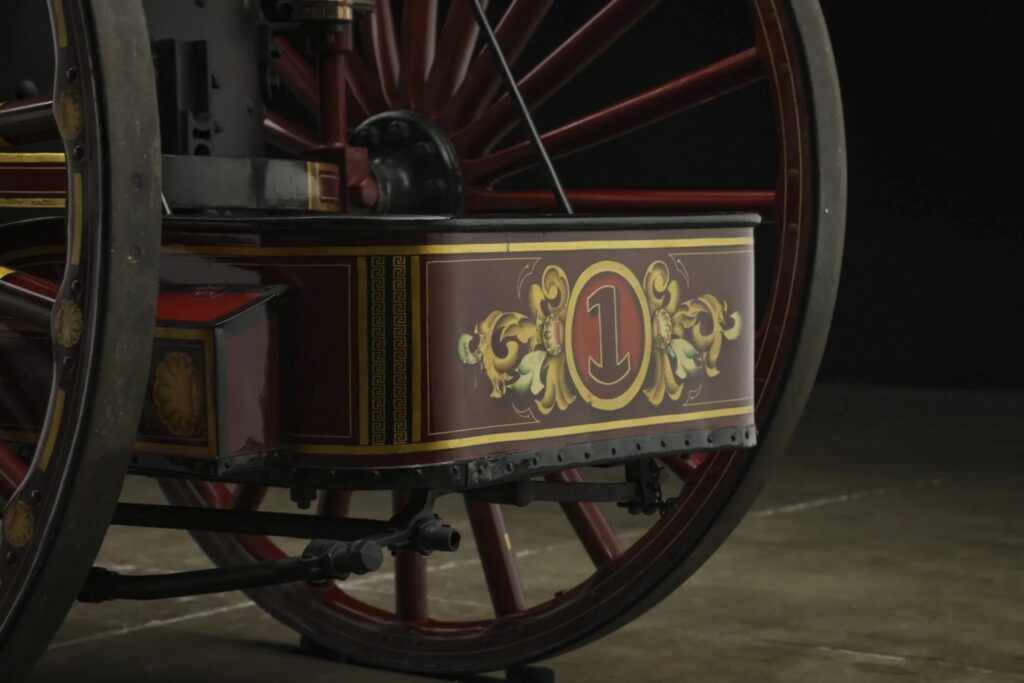 Restored 1888 Silsby horse drawn fire engine up for auction at £57,000 - vintage steam pumper features ornate red finish, rotary pump and historic firefighting design.