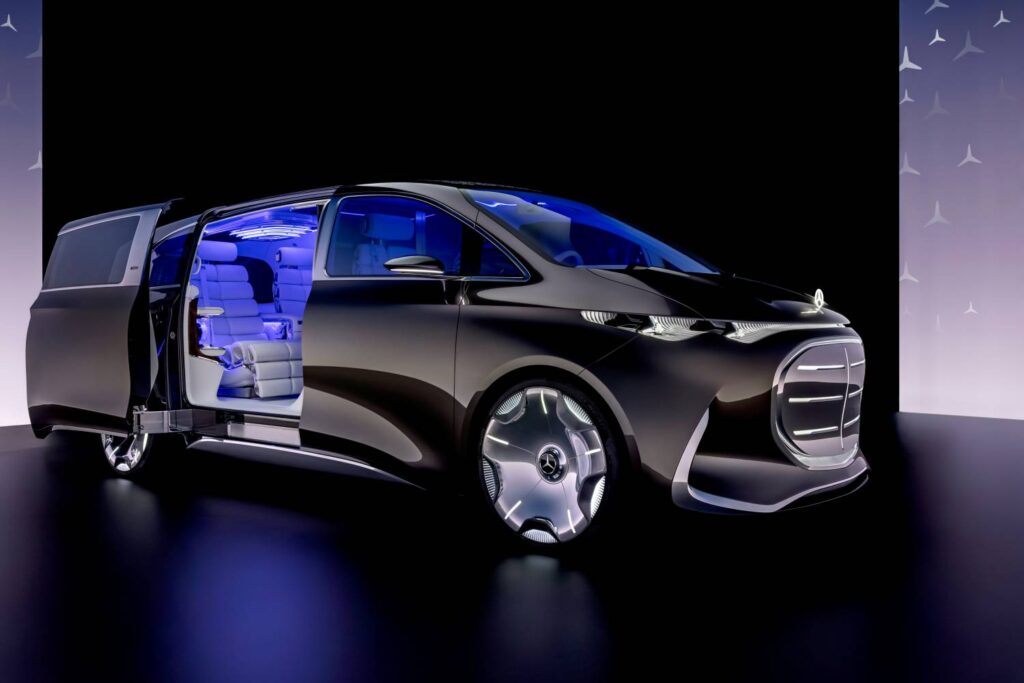 Mercedes-Benz unveils the Vision V and VAN.EA platform, introducing a new era of luxury electric limousines with immersive tech, elegant design, and private lounge comfort.