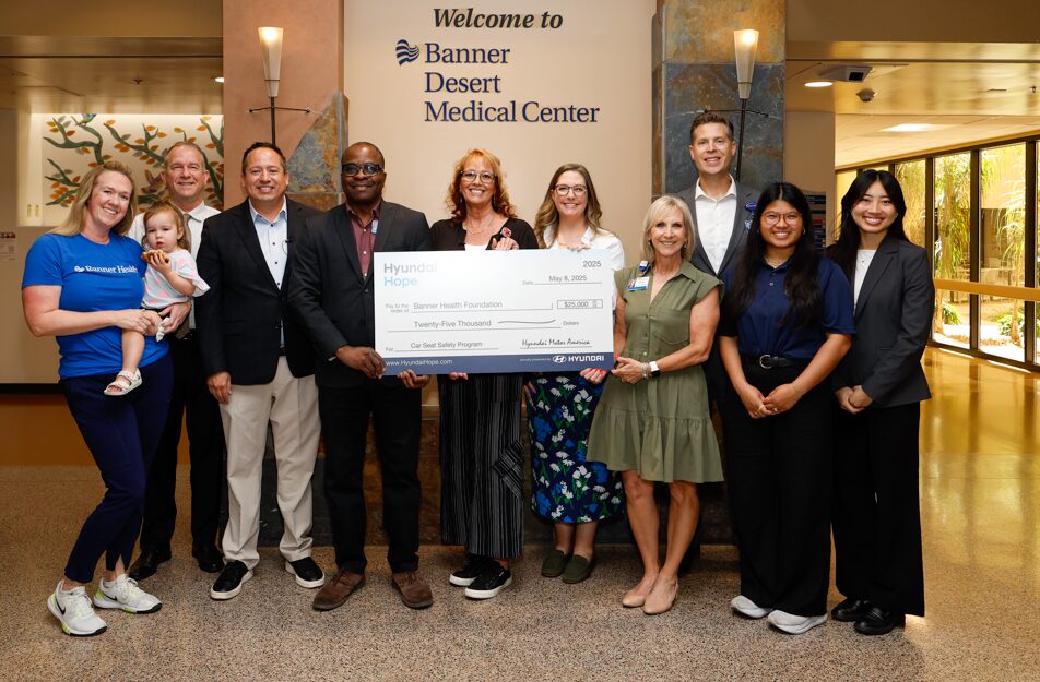 Hyundai donates 25000 to Banner Children’s at Desert in Arizona to support child passenger safety, expanding car seat programs and education through Hyundai Hope.