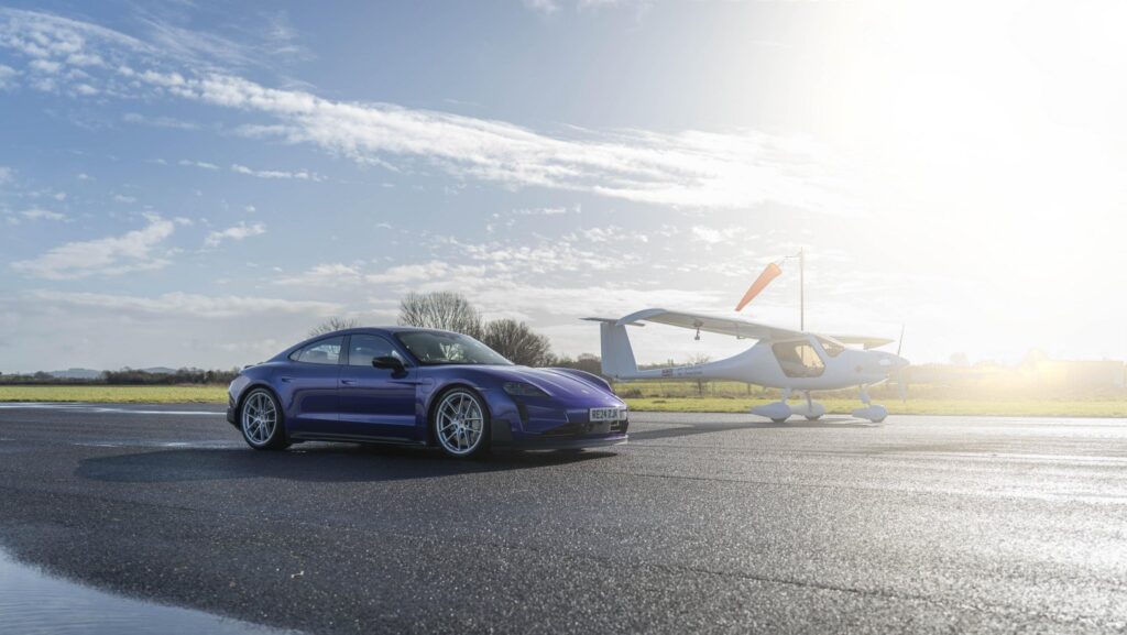 Richard Hammond races the Porsche Taycan Turbo GT against James May in the electric Pipistrel Velis Electro, reviving the car-versus-plane challenge in thrilling new form.