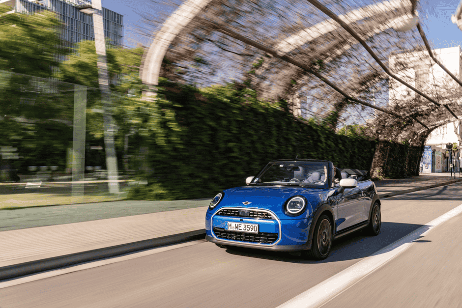 The MINI Cooper Convertible S debuts in Icy Sunshine Blue with a quick-fold roof, smart driver assists, and seven drive modes for a bold, personalized open-air experience.