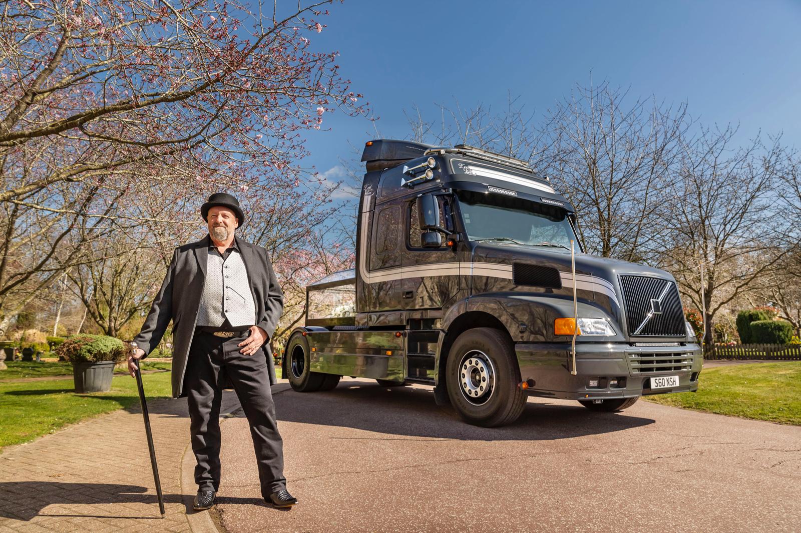 Trucker Niall Hutchingson turns his Volvo NH12 into a hearse for £1,000 funeral rides, offering lorry lovers one final journey with his unique service, End of the Line.